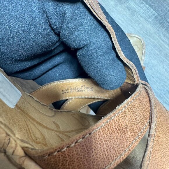 Born Brown Leather Strappy Cork Wedge Heel Sandals Women's Size 11 - Picture 5 of 7